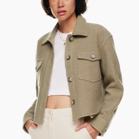 Aritzia Jackets & Blazers - Aritzia Olive Green Cropped Wool Blend Jacket